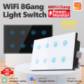 8 Gang Smart WiFi wall touch switch. 