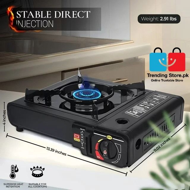 2 in 1 Gas Option Stove Bottle Gas & Gas Cylinder Dual Function Stove For Indoor/Outdoor - KN 522