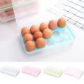 Delicate 15 Grid Transparent Egg Tray Egg Storage Box with Portable Handle for Refrigerator and Outdoor Use. 