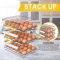Fast Forward Rolling Egg Container for Refrigerator with Lid - Pack of 1 Stackable Plastic Egg Holder for Refrigerator - Terrazo Egg Tray for Refrigerator or Fridge Organizer. 