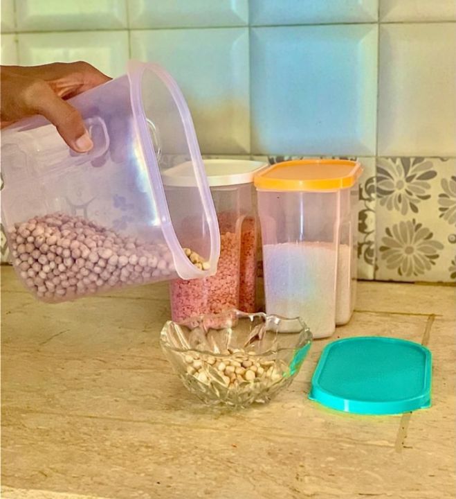 3Pcs{1 kg} Storage Jar, Storage Box,kitchen jar,Portion storage jar, Plastic Jar,Separate Jar - Transparent Storage Jar, Hi Quality