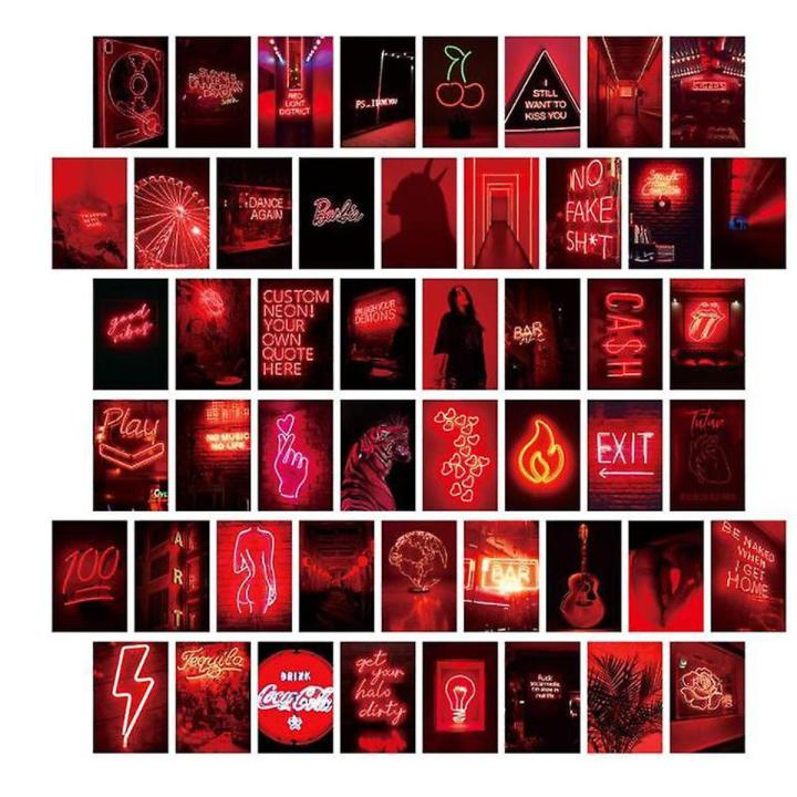 50  Red your Design poster Aesthetic Posters Wall Collage Kit--Set of 50 Pictures, 4x6 inch ，These modern wall decor You Could Create Your