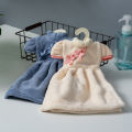 Cute Dress Hand Towel Coral Velvet Flowers Embroidered Microfiber Towelette Home Decor Dual Purpose Kitchen Bathroom Supplies. 