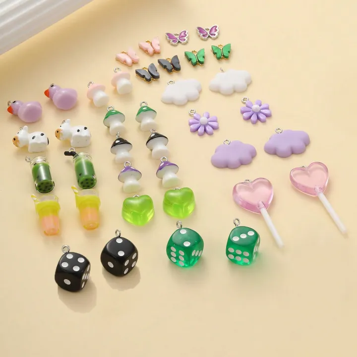 Youbo Cute Realistic Duck Cow Mushroom Butterfly Earring Accessories   Handmade Resin DIY Pendant Hanging Accessories