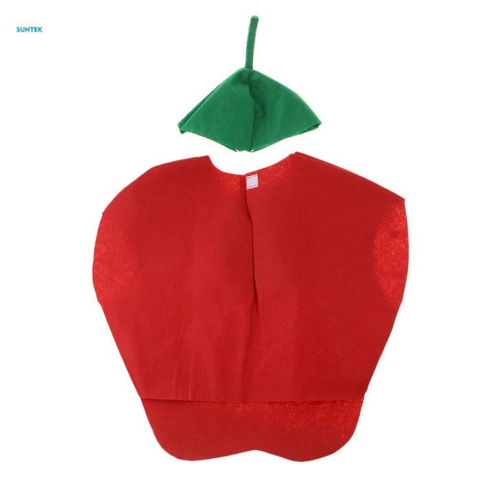 Kids One Piece Apple Costume Non-woven Fabric Fruit Outfit Party Fancy Dress