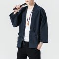 Chinese Style Kimono Cardigan Men Crane Printed Long Black Kimono Cardigan Men. 
