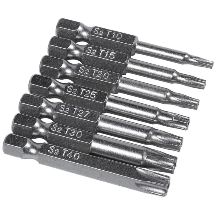 7Pcs Star Bit Screwdriver Drill Bits Screw Driver Magnetic 1/4Inch Hex Shank Hand Tools Five-Pointed Star Bore Hole