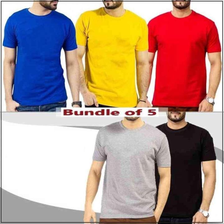 Pack of 5 plain half sleeves T shirts for men | Daraz.pk