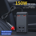 Universal 150W Car Power Inverter – DC 12V/24V to 110V/220V AC Converter, Intelligent Auto Power Adapter for Laptop, Phone, and Electronics. 
