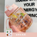 Bocaiya water cup female super large capacity 1000ml with straw sports plastic cup summer large cute water bottle. 