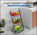 2-3 Tier Metal Kitchen Rack Multi-Purpose Storage Organizer Basket for Fruits, Vegetables, and Kitchen Essentials, Sturdy Iron Stand with Inclined Design, Space-Saving, Anti-Rust. 