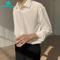 Green Home Fall Shirt Loose Lightweight Korean Style Men Shirt. 