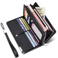 Imported Business Long Card Holder Wallet For Men Leather Bifold Wallets with Zipper Hand Clutch for Men's in Black and Brown Mobile Wallet with Wristlet Wallets. 