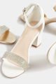 Women Fashion Gold Diamante Block Heel Shoes In Standard Fit White & Golden. 