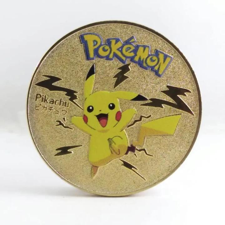 New Gold Pokemon Coins Metal Mewtwo Coins Anime Commemorative Coin Charizard Pikachu Golden Pokemon Cards Round Metal Coin Toys