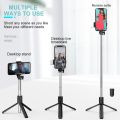 2.3ft Wireless Selfie Stick with LED Light, Bluetooth Remote Shutter & Tripod Stand - Foldable Extendable Mini Tripod Selfie Stick for Vlogging - Portable Multi functional Mobile Holder Grip. 