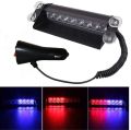 8 LED Visor Dashboard Universal Emergency Strobe Flashing Light Blue & Red. 