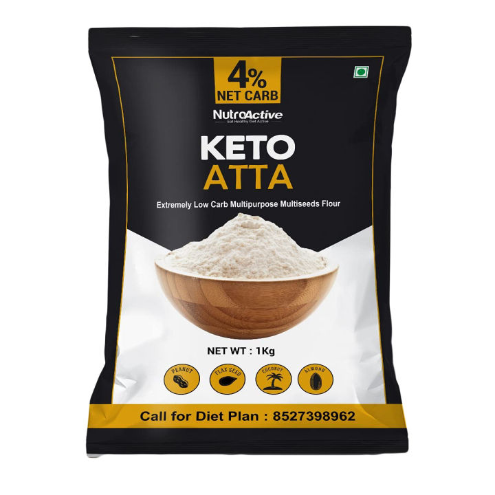 NutroActive Easy To Make Great Taste Keto Flour Pure Almond Weight Loss Keto Atta Net Carb Per Roti Extremely Low Carb Flour - 1kg