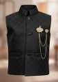 KIDS FOR Boys Fashion Clothing 4 Pieces Suits (Kurta Shalwar Waistcoat and Brooch) Kids Fashion Age- 1 To 12 Years-WHITE CHICKEN SUIT & Black Waistcoat. 