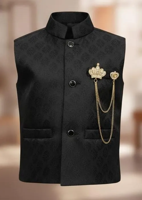 KIDS%20FOR%20Boys%20Fashion%20Clothing%204%20Pieces%20Suits%20(Kurta%20Shalwar%20Waistcoat%20and%20Brooch)%20Kids%20Fashion%20Age-%201%20To%2012%20Years-WHITE%20CHICKEN%20SUIT%20&%20Black%20Waistcoat%20-%20Image%202