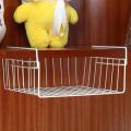 Hanging storage basket under the shelf, hanging wire storage basket under the cabinet, suitable for kitchen, office, pantry, bathroom. 