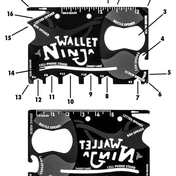Wallet Ninja Multitool Card 18 in 1 Size Multi Purpose Tool for Quick