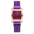 New CCQ Magnetic Buckle Casual Quartz Women's Watch Creative Rose Gold Square Dial All-Match Watch. 