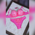 Dark Pink Net Soft Pad Sexy Bra and Sexy Panties Set For women. 