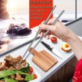 Techmanistan Pair of 5 Reusable Stainless Steel Chopsticks, Reusable Lightweight Chopsticks Korean Food Sticks. 
