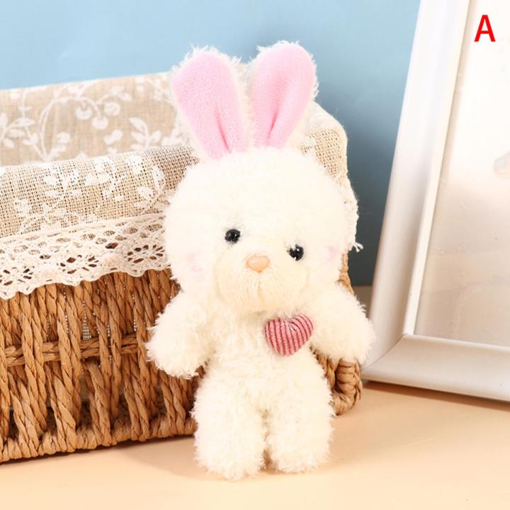 Cute Love Blush Little White Rabbit Soft Cotton Animal Plush Stuffed Toy KeyChai