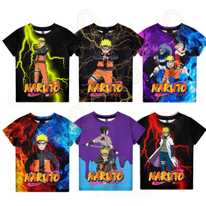 Uzumaki Naruto Adult Children's Clothing Sasuke 3D Digital Printing Loose Large Size Short-sleeved T-shirt Kids Summer Tee Tops