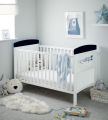 MQ 1201 White+Blue Harmison Cot Bed. 