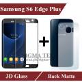 Samsung S6 Edge Plus Complete Black 3D Tempered Glass Protector + Back Matte Protector Soft Skin Sheet For Galaxy S6 Edge+. 