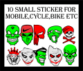 10 Small Skull Stickers for MOBILE, BIKE CYCLE, ETC.. 