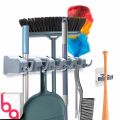 High Quality 5 Slot Broom Holder w/ 1 Self Adhesive Mop Gripper No-Drilling, Wall Mount Tool Organizers For Kitchen, Garage, Laundry Room- Anti-Slip Hanger For Brooms, Mops, Rakes. 