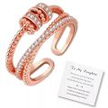 Anti Anxiety Rotatable Ring With Beads For Women Men Anxiety Worry Finger Ring with Card Stress Relief Adjustable Spinner Ring. 