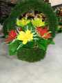 Artificial Home Decoration Flower Basket ,Artificial Grass Attached with WOOD Pot For Home And Office Decoration green. 