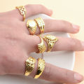 Multilayer Style Rings-Creative Geometric Gold Plated Rings- Women Punk Gold Metal Textured Finger Charm Rings Simple Jewelry Gift. 