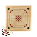 Wooden Carrom Board Game– Indoor Family & Kids Carrom Set, Smooth Surface, Compact & Durable, Easy-to-Carry, Beginner-Friendly Small Size Board for Fun Play. 
