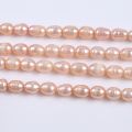 Factory price 8-9mm white purple pink color rice shape pearl beads natural freshwater pearl strand for jewelry making. 