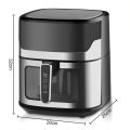 New RAF 8.3L Air Fryer with Clear Window Internal Light & Touch Screen 360 Airflow Air Fry Roast Bake Dehydrate Reheat 8 Presets, 1600 Watts - Stainless Steel Black/Silver. 