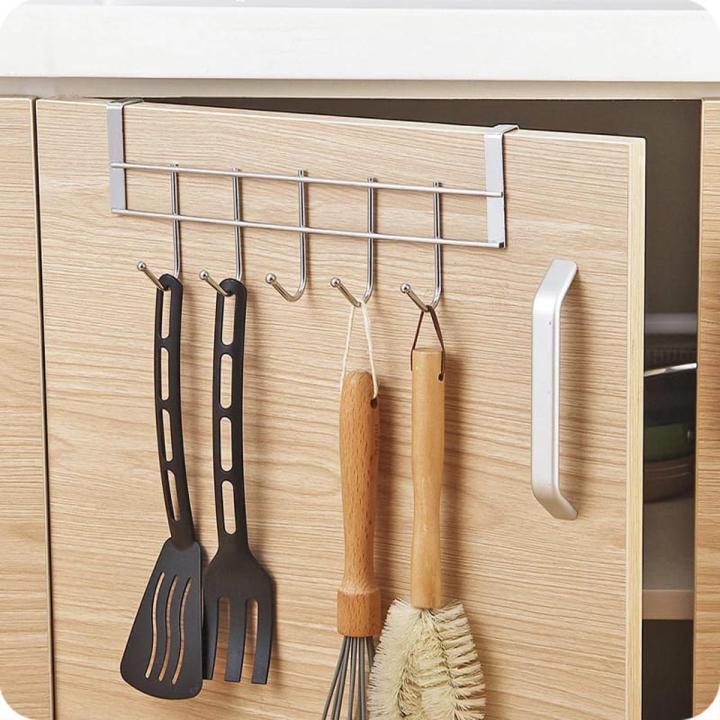 Kitchen Cabinet Door Hooks Multifunctional Hat Bag Towel Hanger over the door Hooks for Hanging Rack Bathroom Organizer 5 hooks