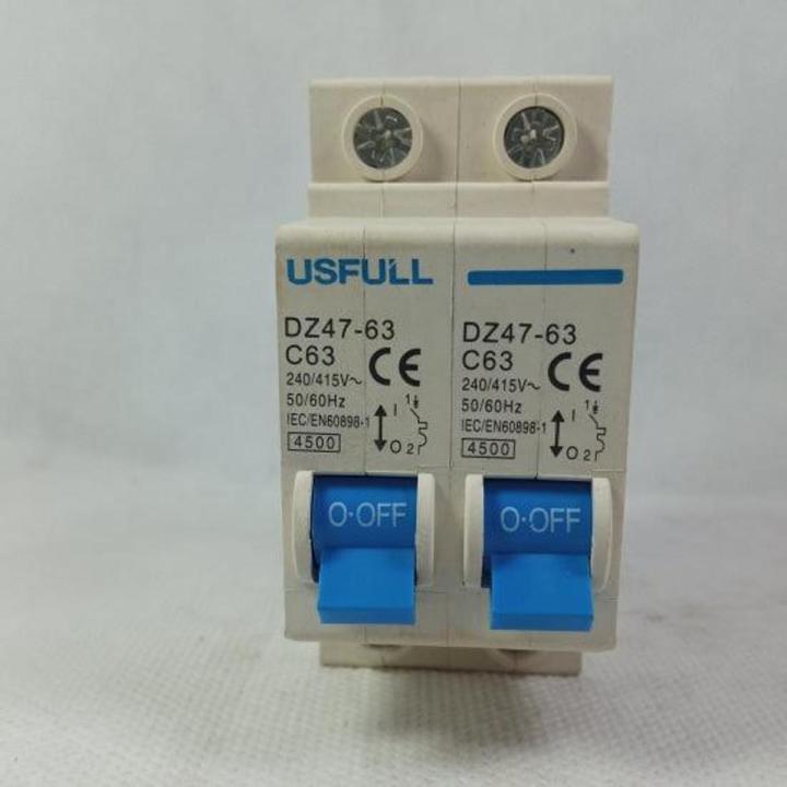 USFULL 2 Pole 63 Ampere AC Breaker with Short-circuit Protection for Electrical System