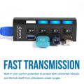 New High Speed Usb 3.0 Hub 4 Ports Speed 5gbps With On/off Switch And Cable Universal For Pc Lap Computer Desk Black. 