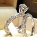 Stone Round Ring Set Fashion White Gold Filled Jewelry Promise Engagement Rings For Women. 