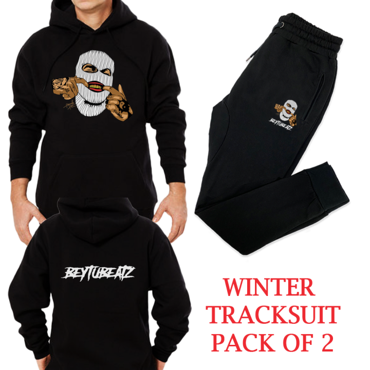 Fleece Winter Fashion Gangster Printed Hoodie and Trouser Tracksuits Collection Gym Sports Outdoors Casual Wear Trendy Arrivals Elegant Track Suit for Men at Full Circle Clothing