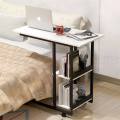 Modern Multifunctional Bedside Table with Storage Shelves and Rolling Wheels. 