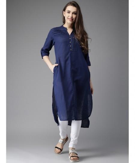 Navy Blue Cotton Kurti for Ladies