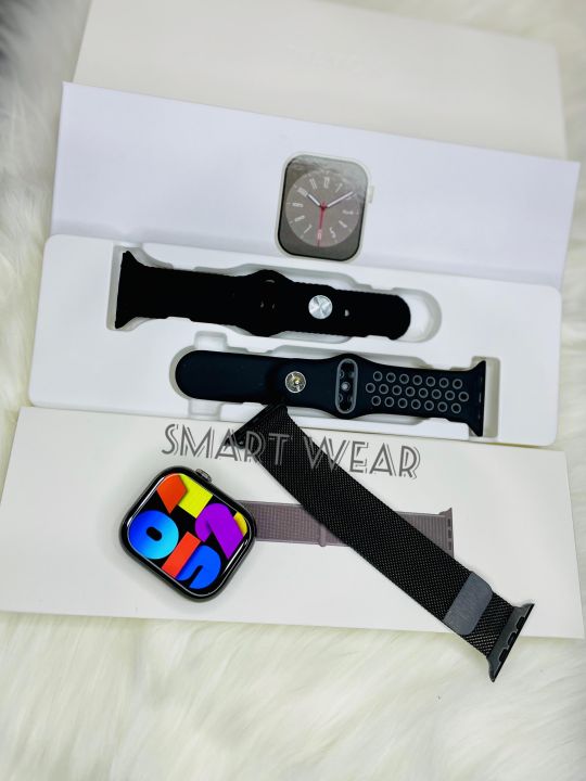 Apple Logo Smart Watch - Series 9 Smart Watch - With Magnetic Chain-3 Straps - Premium Quality Apple Logo Smart Watch With Big Display - Same Like Original Box