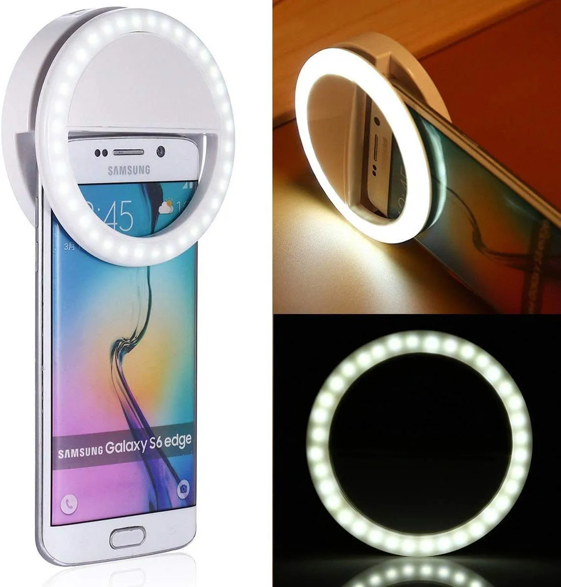 Mobile Selfie Ring Light – Portable Mini Selfie LED Lamp Ring Light for Mobile Phones – Rechargeable Ring Light with Charging Cable For Tik Tok and Photography - Brightness Adjustment Selfie Light With LED Camera Photography Flash Light for Smart phones